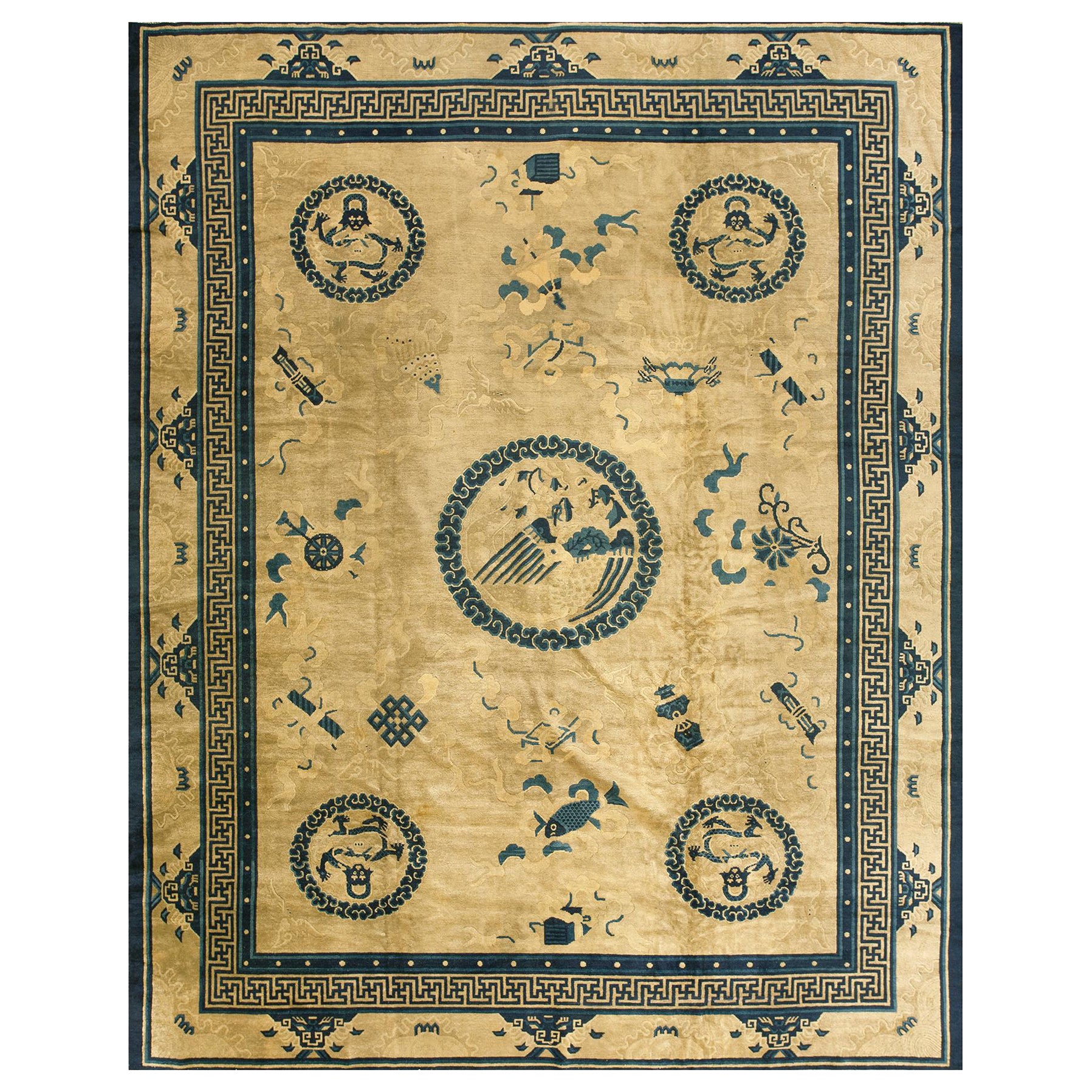 Antique Chinese Peking Rug 9' 0''x 11'6'' For Sale
