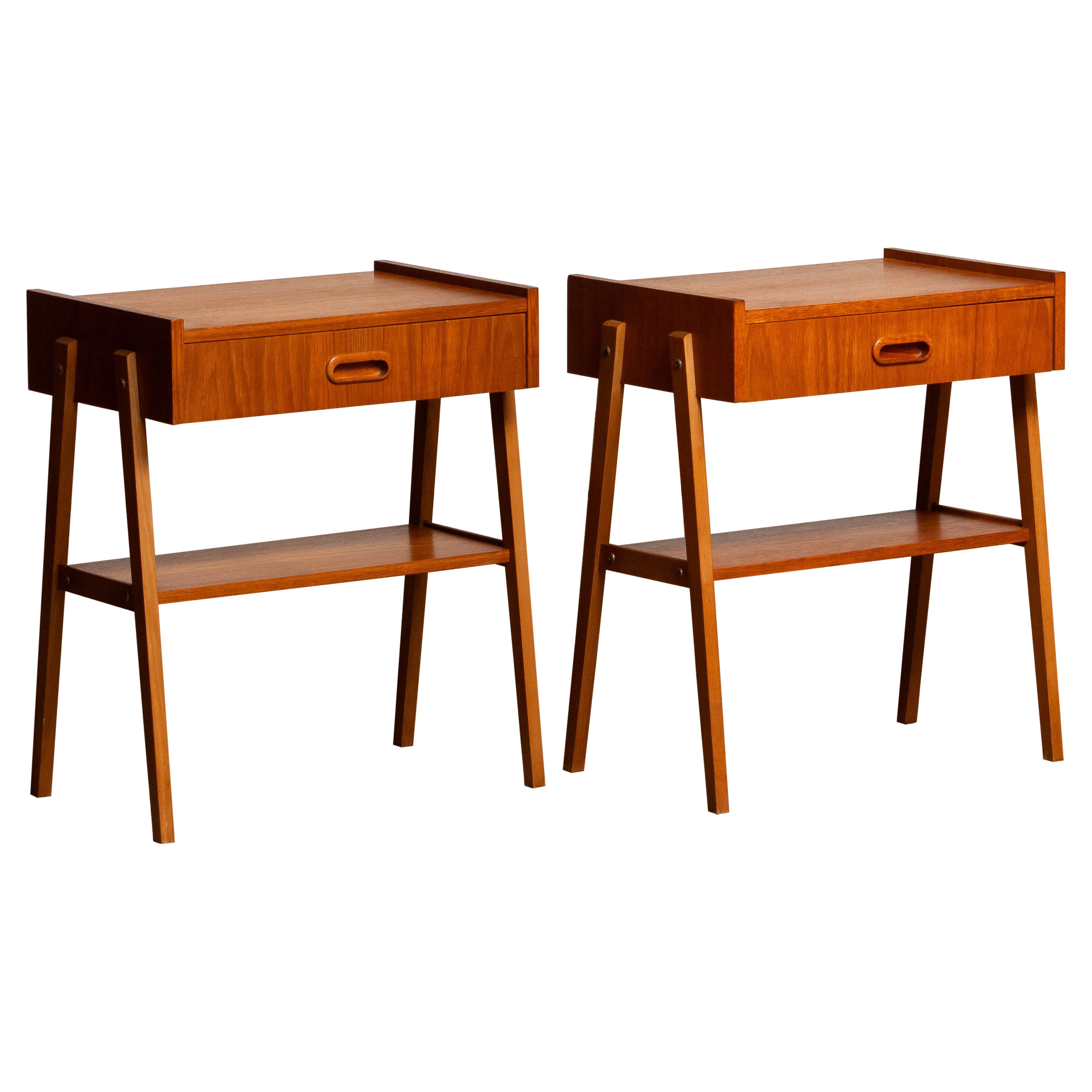 Pair Teak Nightstands / Bedside Tables by Ulferts Möbler from Sweden in 1950's