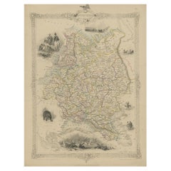 Antique Map of Russia with Vignettes of the Neoskoi Prospect, St. Petersburg, ca.1851