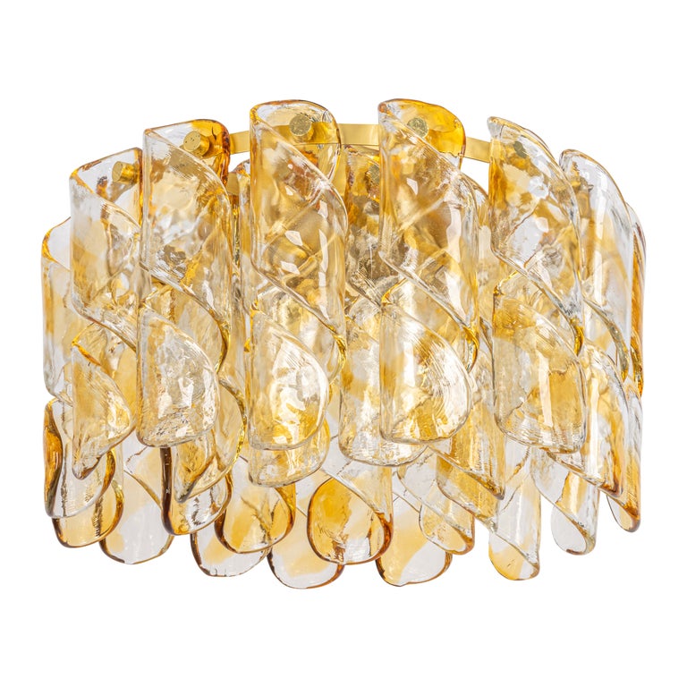 Petite Murano Glass Tubes Flush Mount Light by Doria, Germany, 1960s For Sale