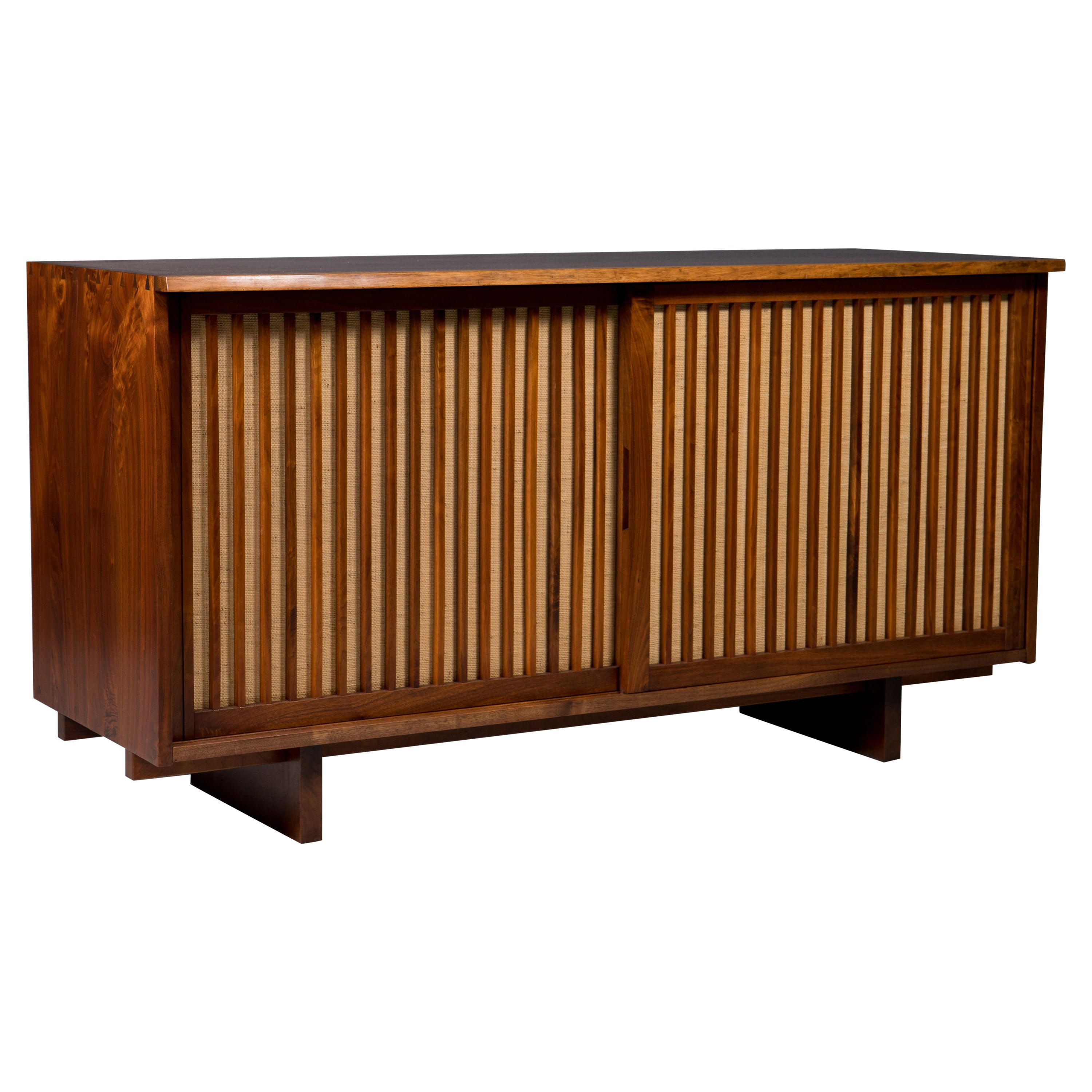 George Nakashima Two Sliding Door Cabinet in Walnut For Sale at 1stDibs