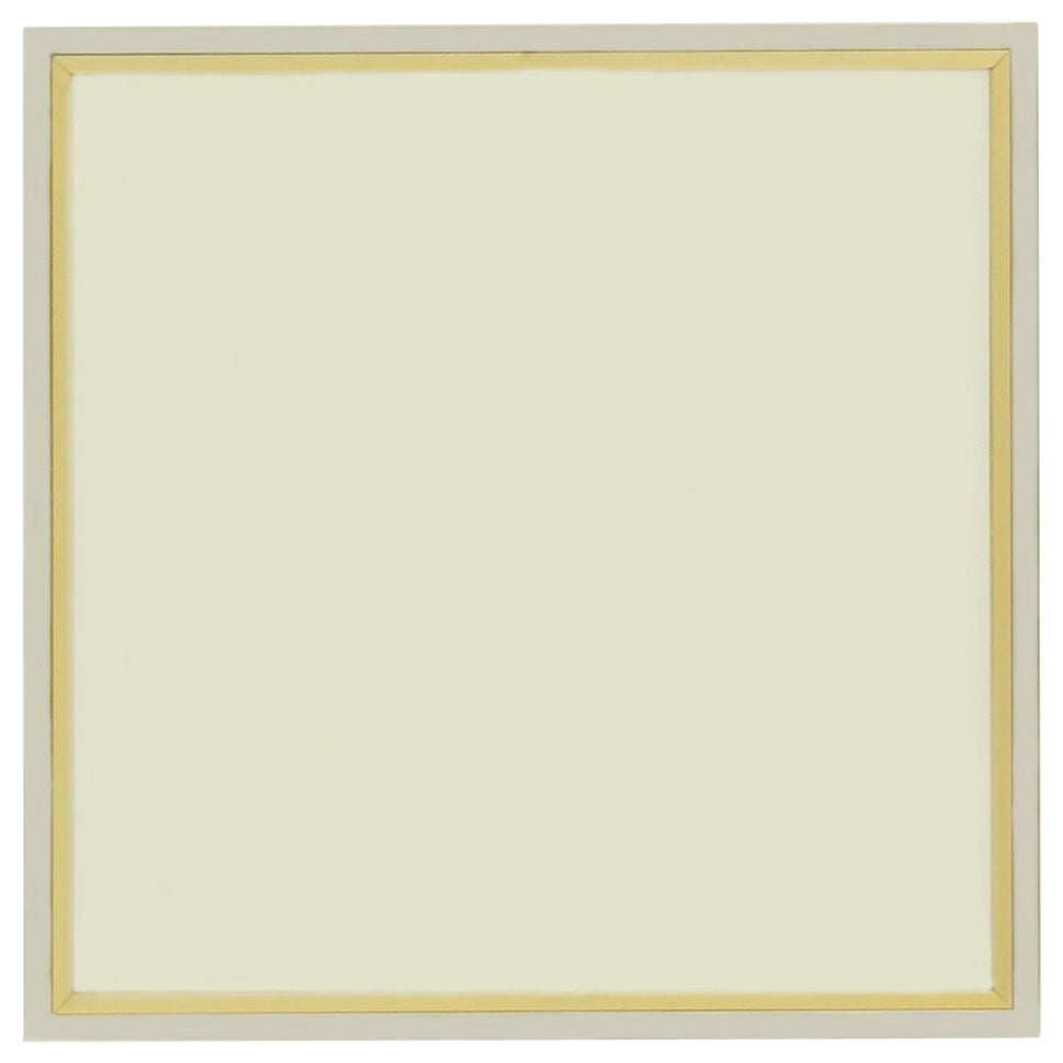 Specchio da parete quadrato italiano in ottone e cromo degli anni '70
