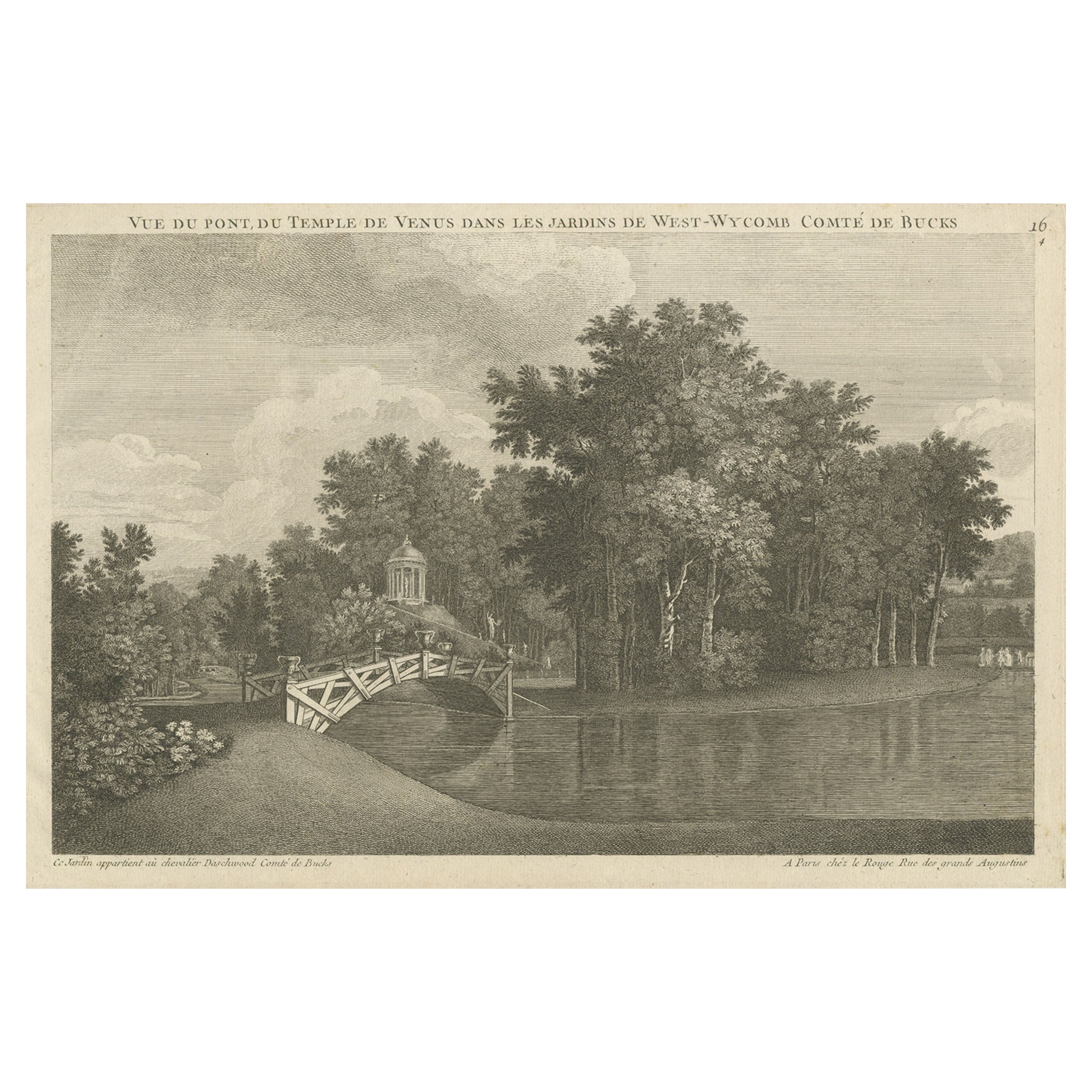 Antique Print of West Wycombe Park in Buckinghamshire, England, c.1785 For Sale