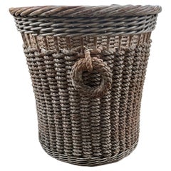 Rope and Wicker Wastebasket
