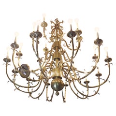 Large Hollywood Regency Polished Brass Chandelier 21 Arms Hart Associates 1960s