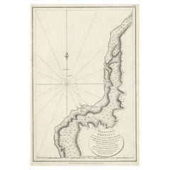 Carte ancienne de la baie de D'Estaing située sur l'île russe Sakhalin, 1798