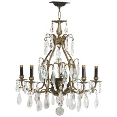 Vintage Crystal and Bronze Chandelier from Chicago North Shore Historic Home