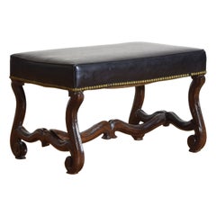 Franco-Flemish LXIV Walnut Os de Mouton Bench, 1st Half 18th Century