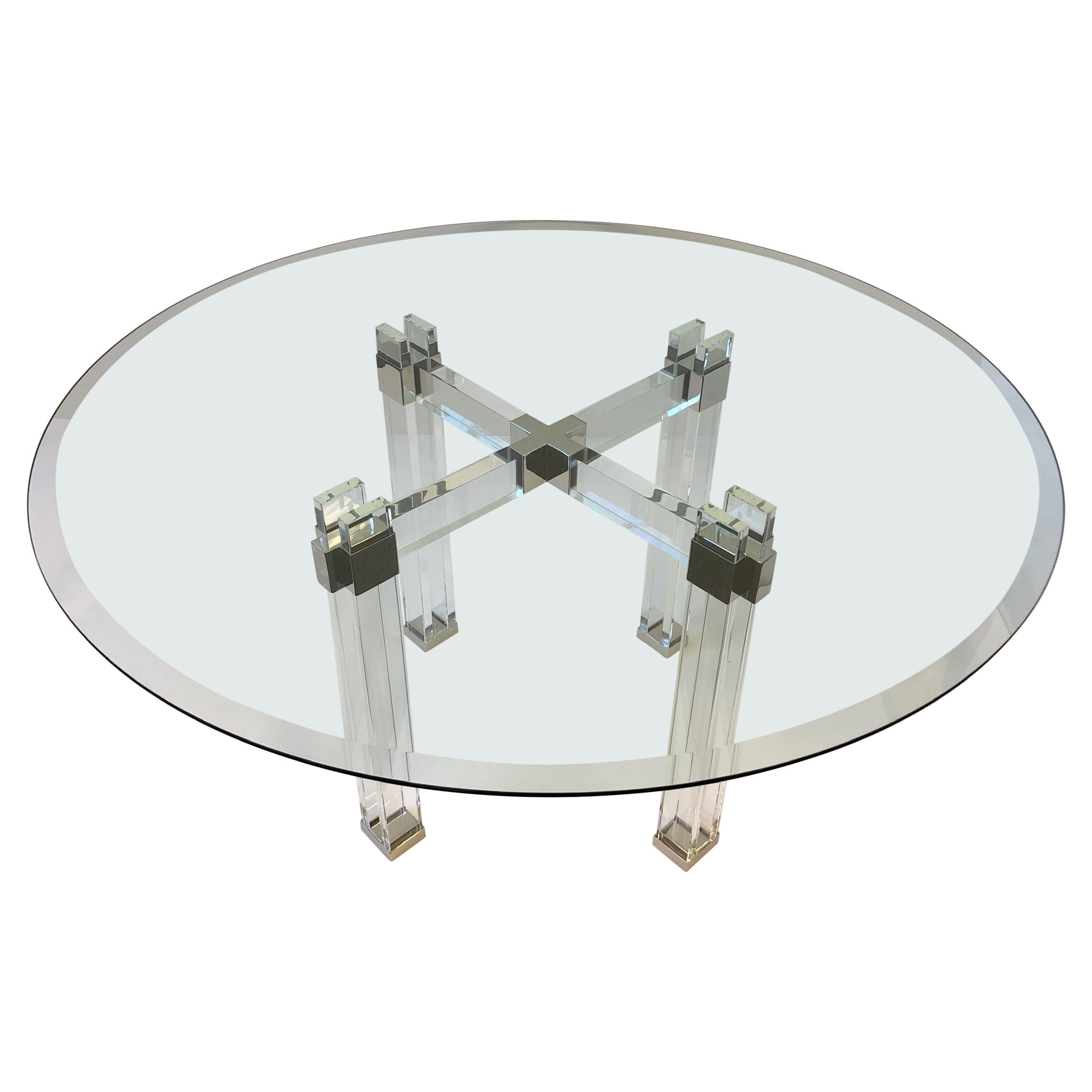 Lucite and Chrome Dining Table by Charles Hollis Jones