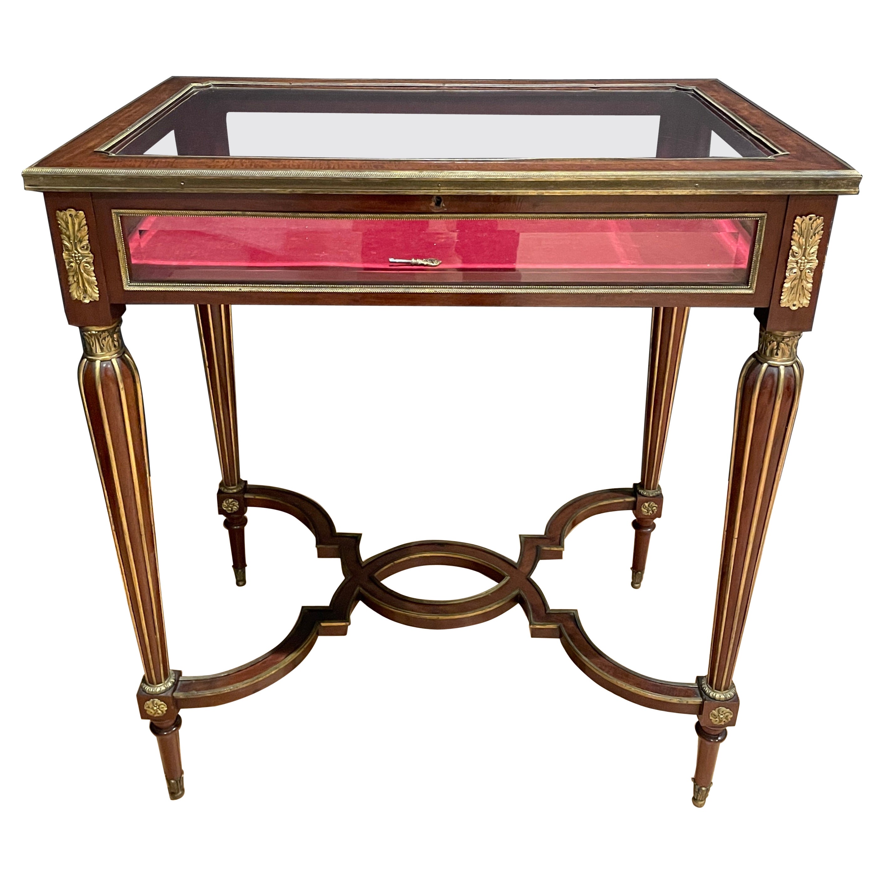 19th Century Louis XVI Gilt Bronze Mounted Vitrine Table by C. Mellier & Co. For Sale
