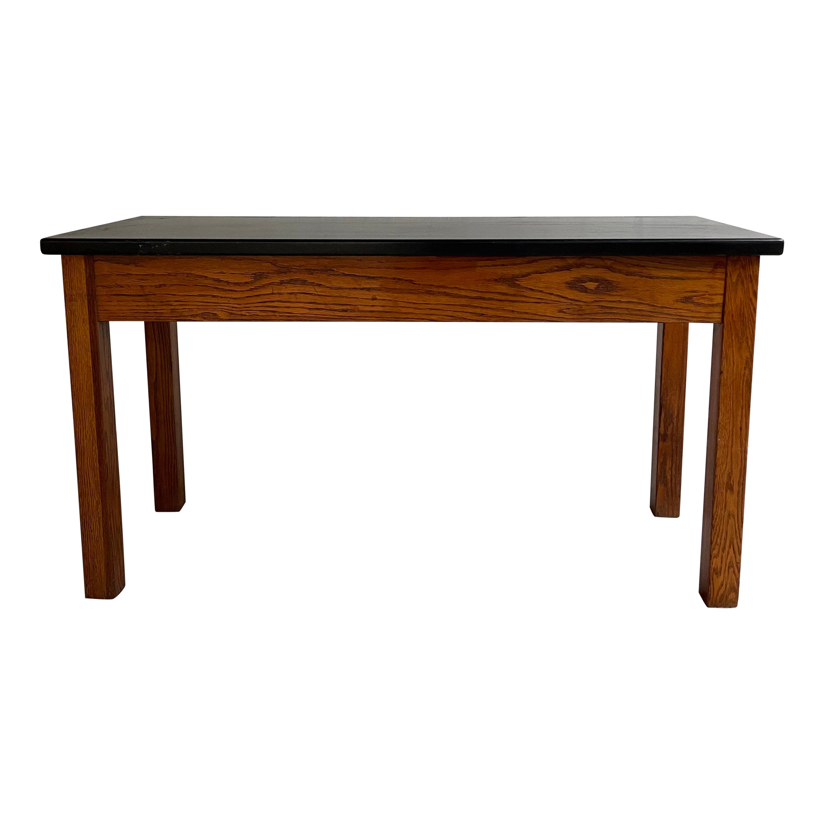 Industrial Oak Laboratory Console Table For Sale