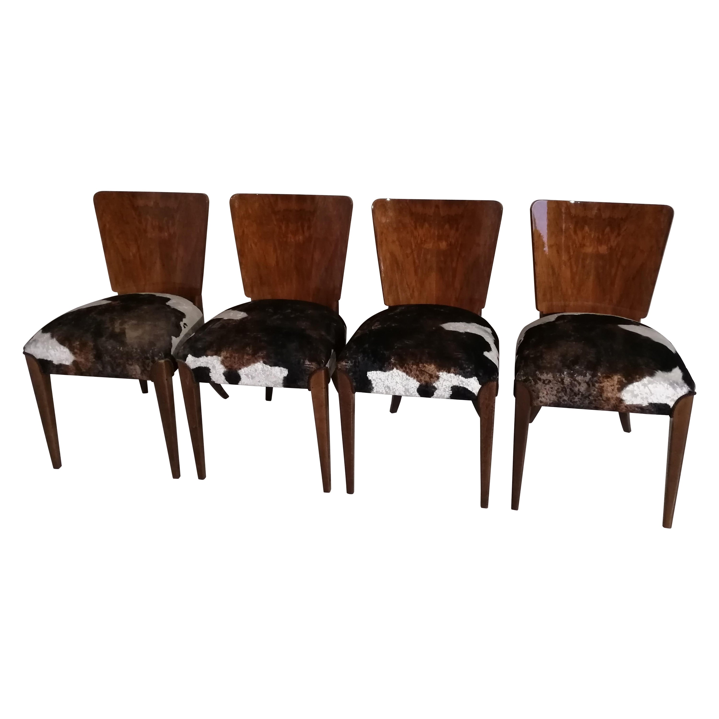 Art Deco 4 Chairs J. Halabala . For Sale