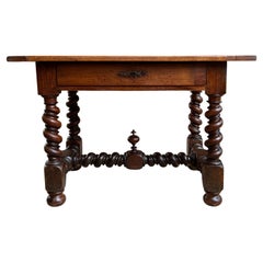 18th Century French Walnut Side Sofa Table Barley Twist Desk Louis XIII