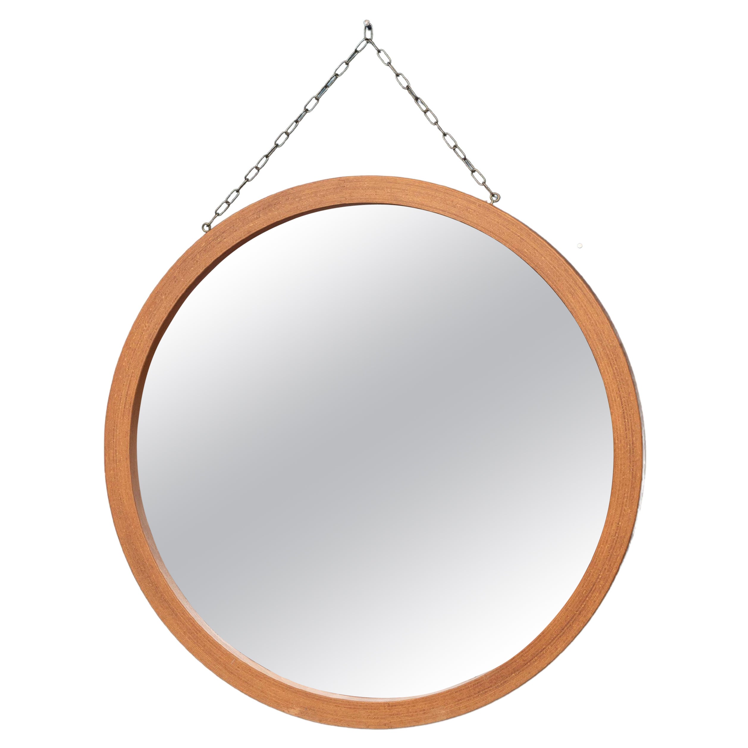 Scandinavian Modern Round Wall Mirror For Sale