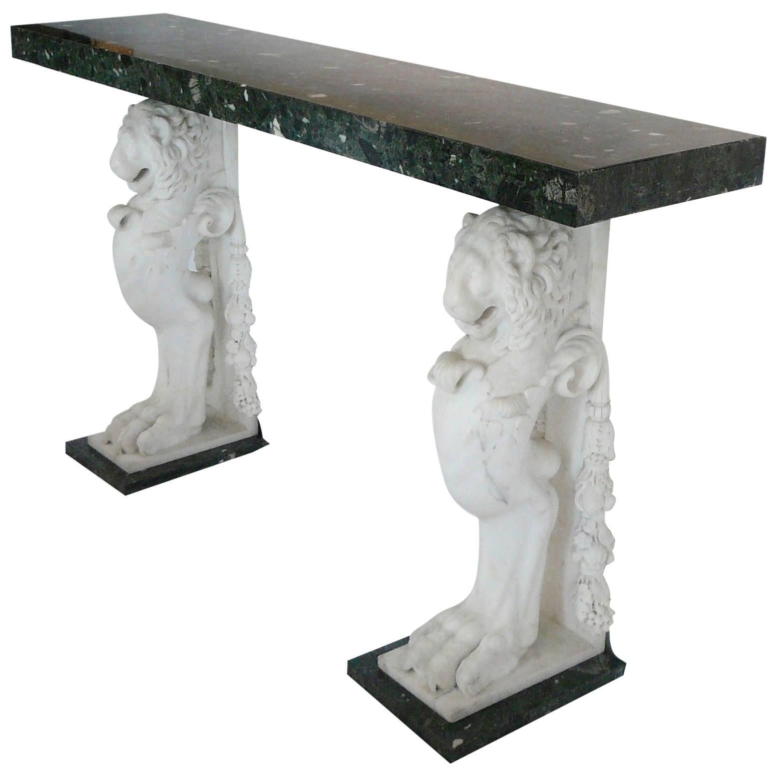 Continental Carved Marble Console Table, circa 1900