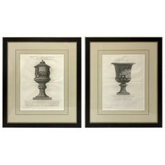 Antique Giovanni Piranesi, Pair of Framed Marble Vases Etchings