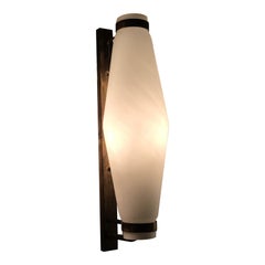 Stilnovo Sconces Brass Opaline Glass 1950 Italy