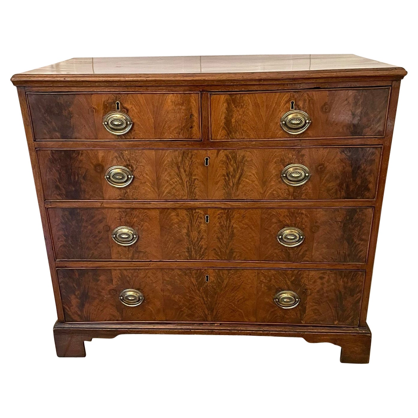 Antique George IIIl Quality Mahogany Chest of Five Drawers For Sale