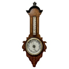 Vintage Victorian Quality Rosewood Inlaid Banjo Barometer