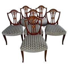 Fine Quality Set of Six Antique Victorian Mahogany Inlaid Dining Chairs