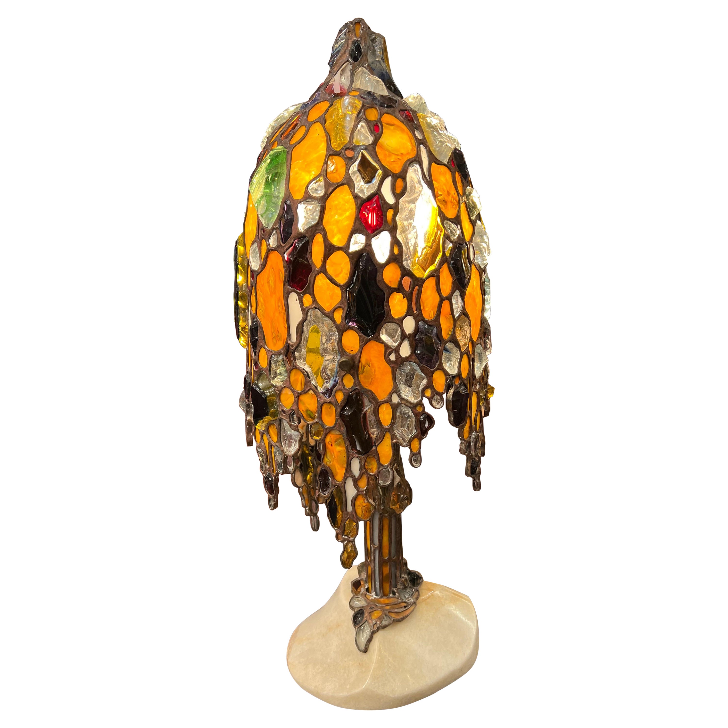 Sculptural Stained Glass Table Lamp