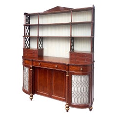 19th-C. English Regency Style Mahogany And Brass Cabinet / Bar / Desk
