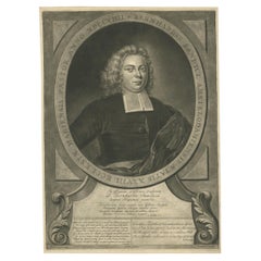 Antique Portrait of Bernhard Sandyck, a Dutch Protestant Minister from Amsterdam, 1720
