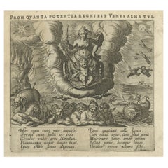 Very Old Original Antique Engraving of a Print of the Triumph of Venus, 1608