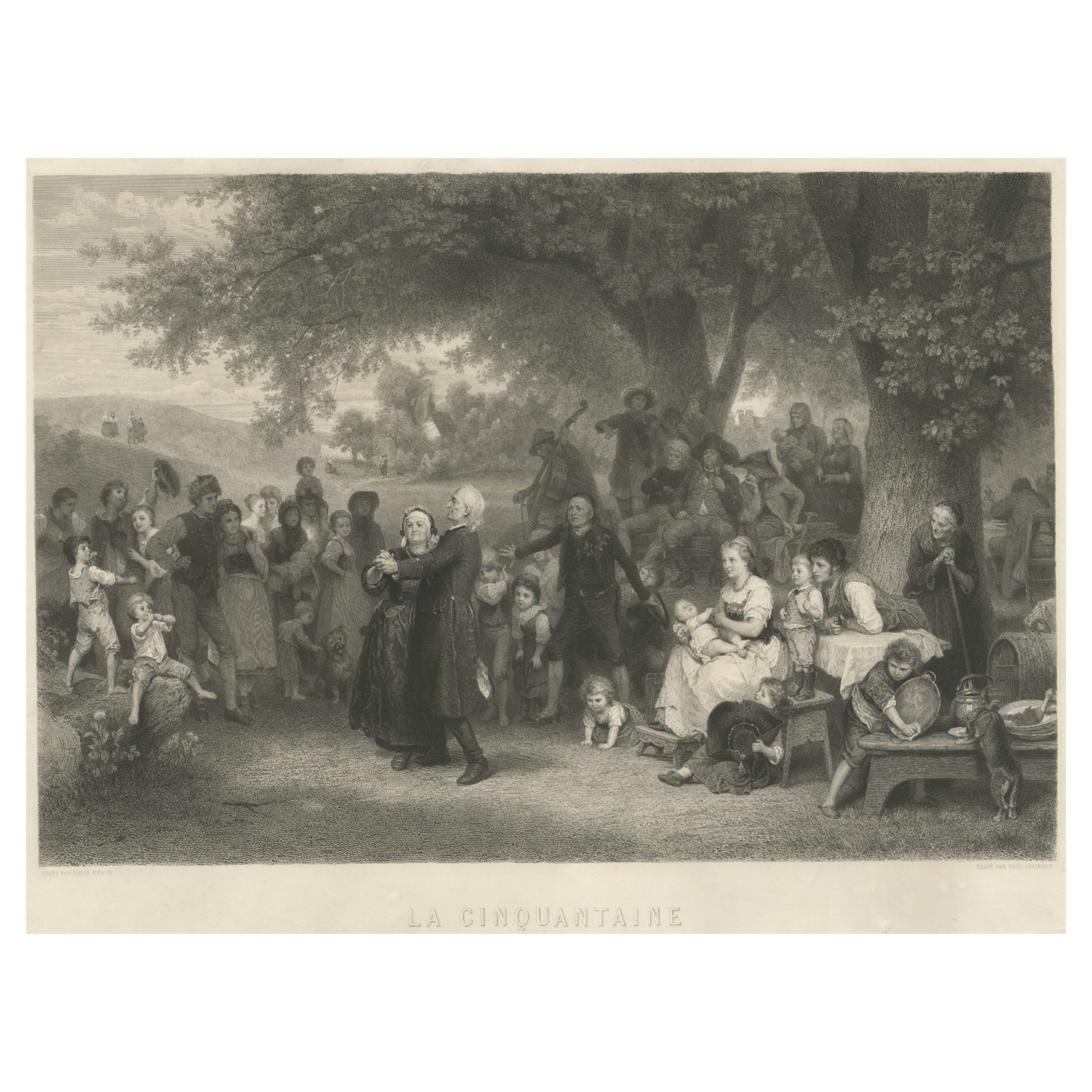 Print of an Elderly Couple, Celebrating Their Fiftieth Wedding Anniversary, 1873 For Sale