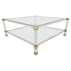 Brass and Lucite Coffee Table, 1970s