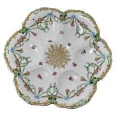 Antique Austrian Signed "Vienna" Porcelain Wave Pattern Oyster Plate, circa 1900