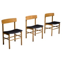 Scandinavian Design Børge Mogensen Modern Dining Chairs in Oak, 1960's