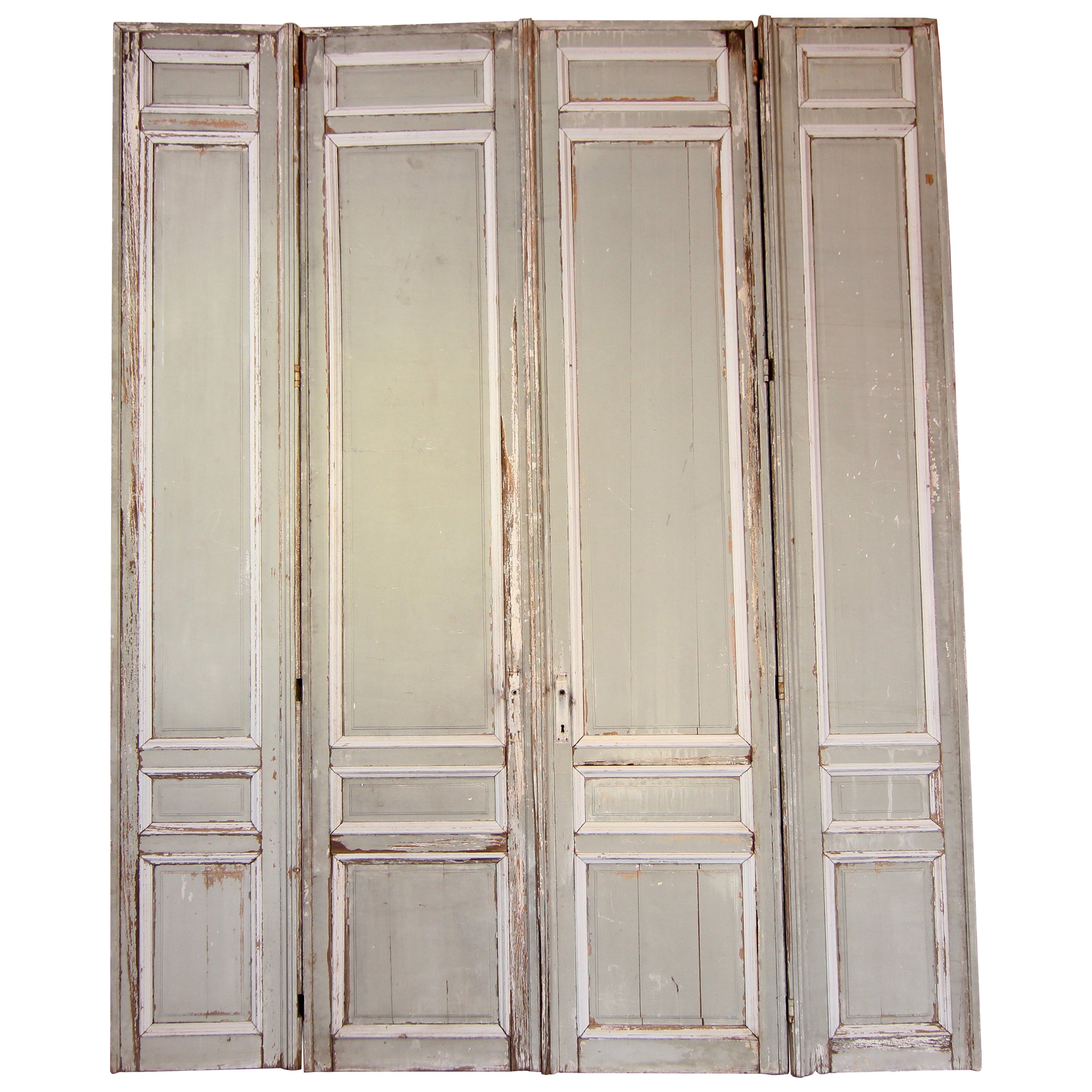 Large Late 19th Century French Double Door in Original Paint For Sale