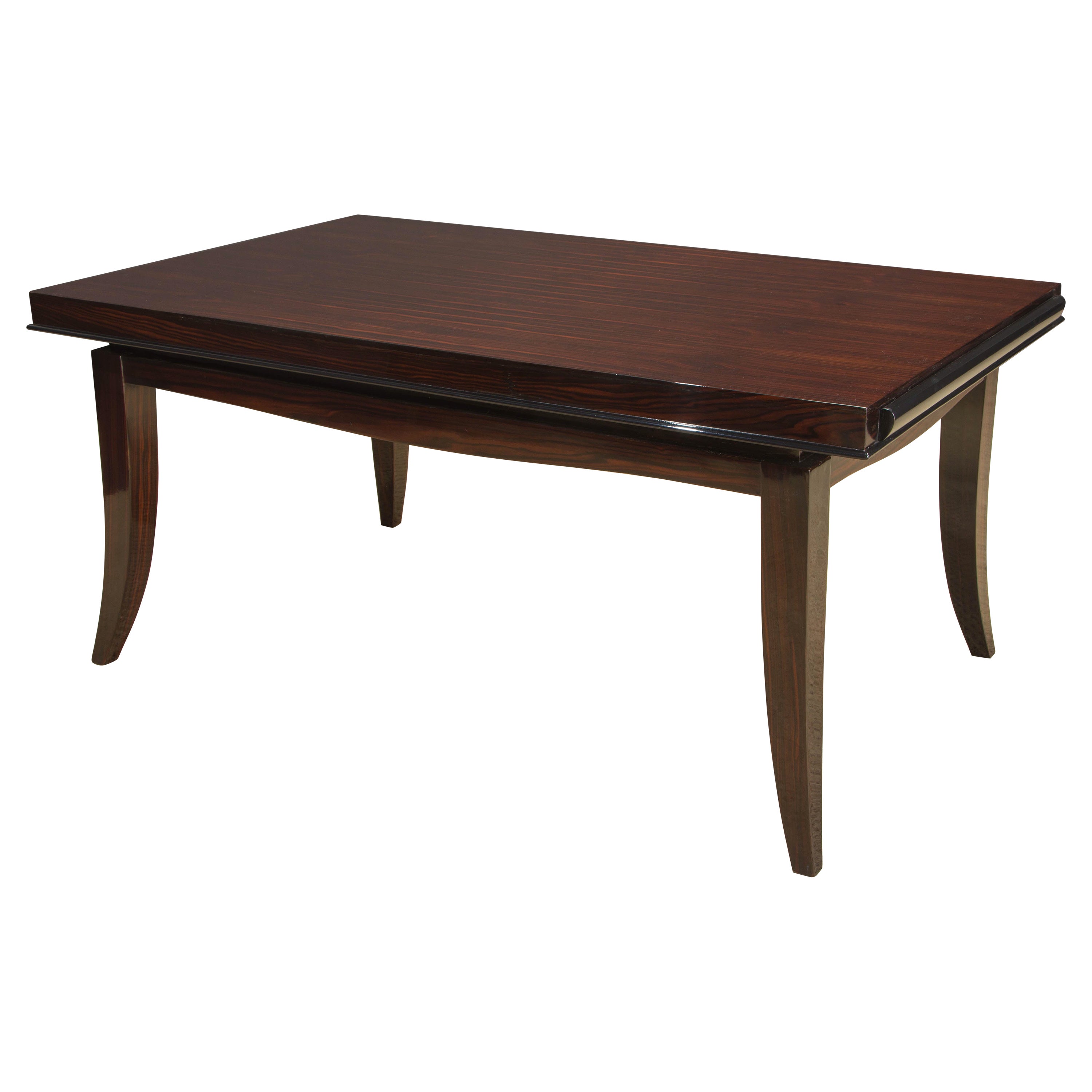 Macassar Ebony French Art Deco Dining Table in the style of Dominique, c. 1940 For Sale