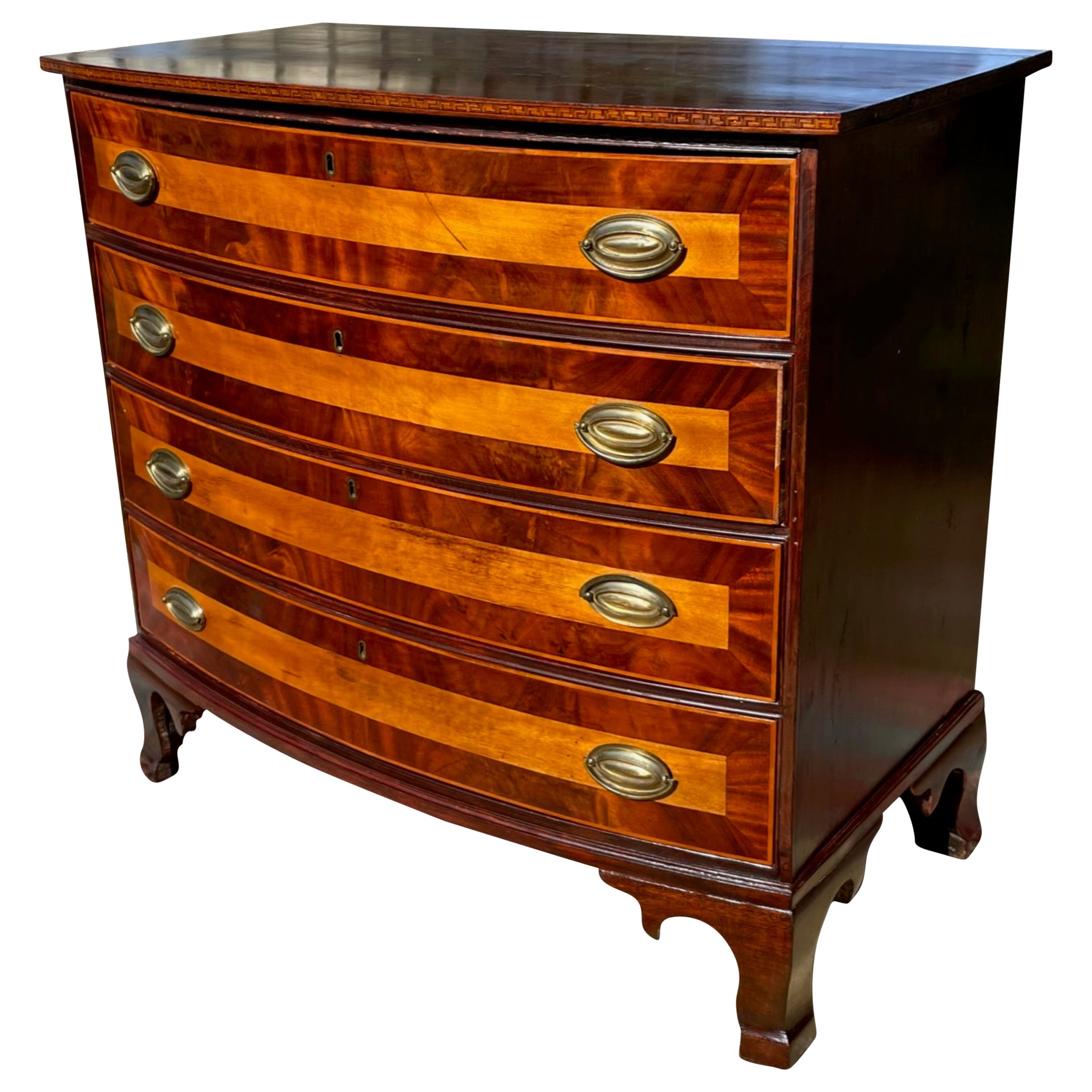 American Hepplewhite Bow Front Chest of Drawers