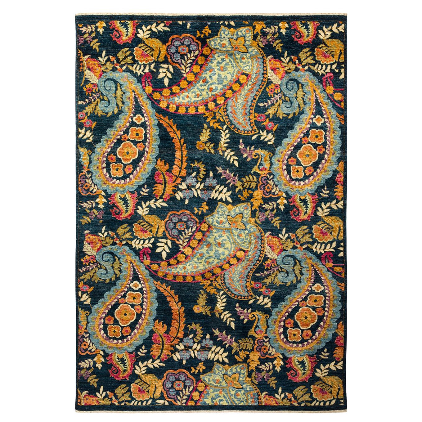 Oneofakind Hand Made Contemporary Suzani Light Blue Area Rug For