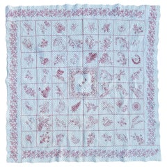 19th C Signed & Dated 1898 Embroidered Sampler Quilt