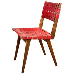 Rare Red Leather Strap Side Chair by Mel Smilow