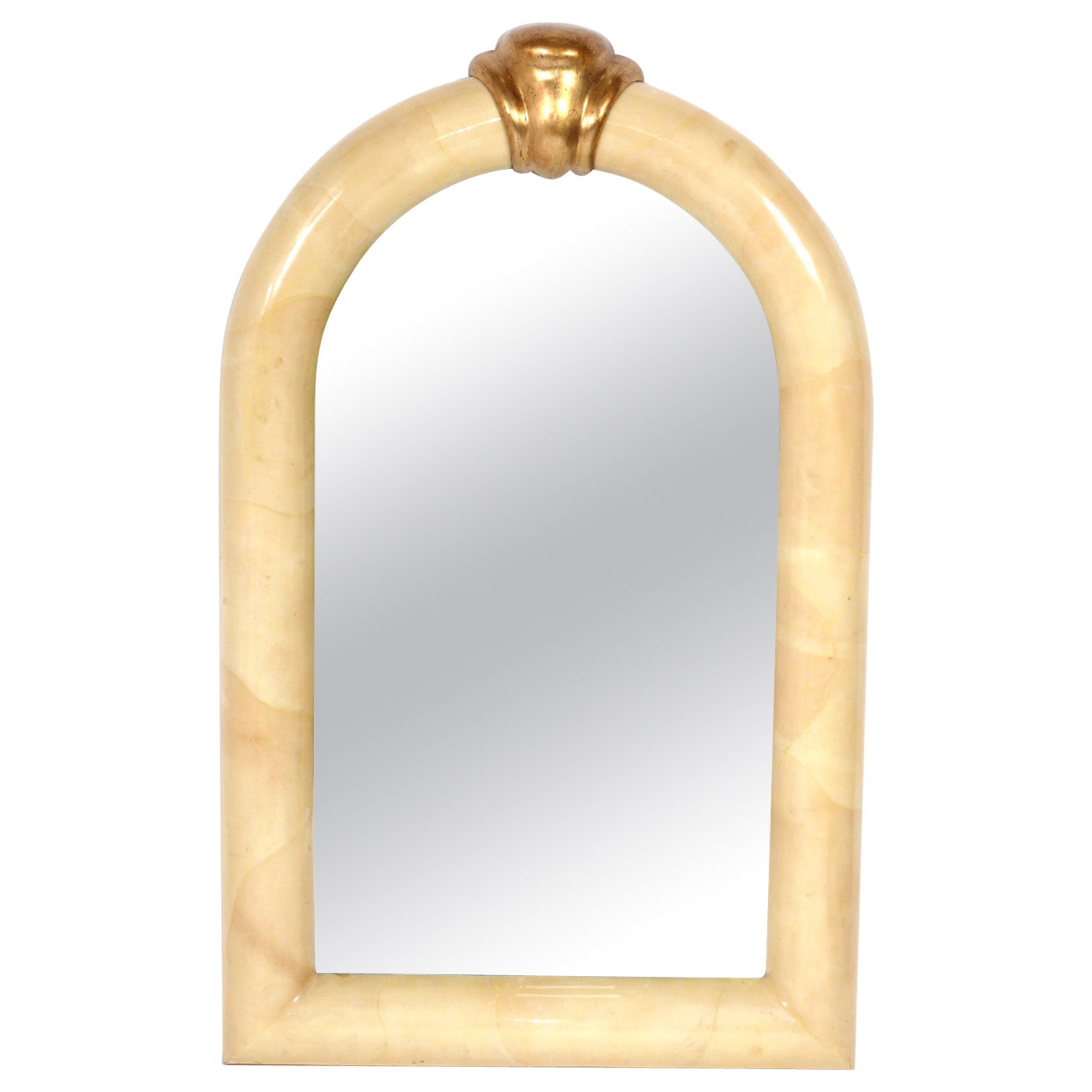Karl Springer Style Large Scale Goatskin Mirror For Sale