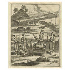 Antique Old Print of Vishnu and the Fifth Incarnation, 1672