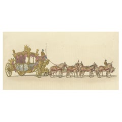 Antique Decorative Print of the State Carriage of George III, 1805