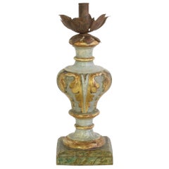 18th Century Italian Neoclassical Carved Wooden Candleholder