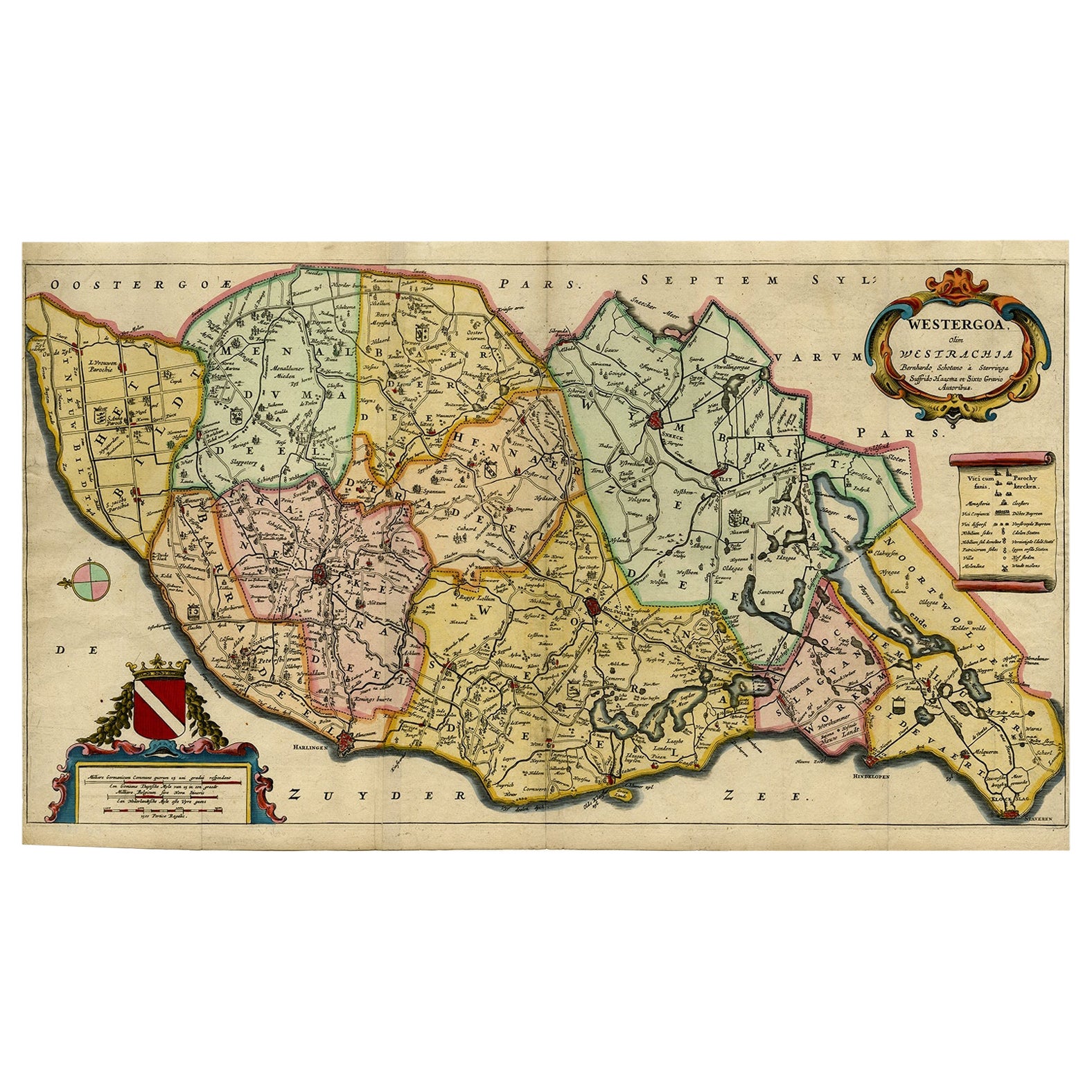 Map of the Shire of Westergo in the Province of Friesland, the Netherlands, 1664 For Sale