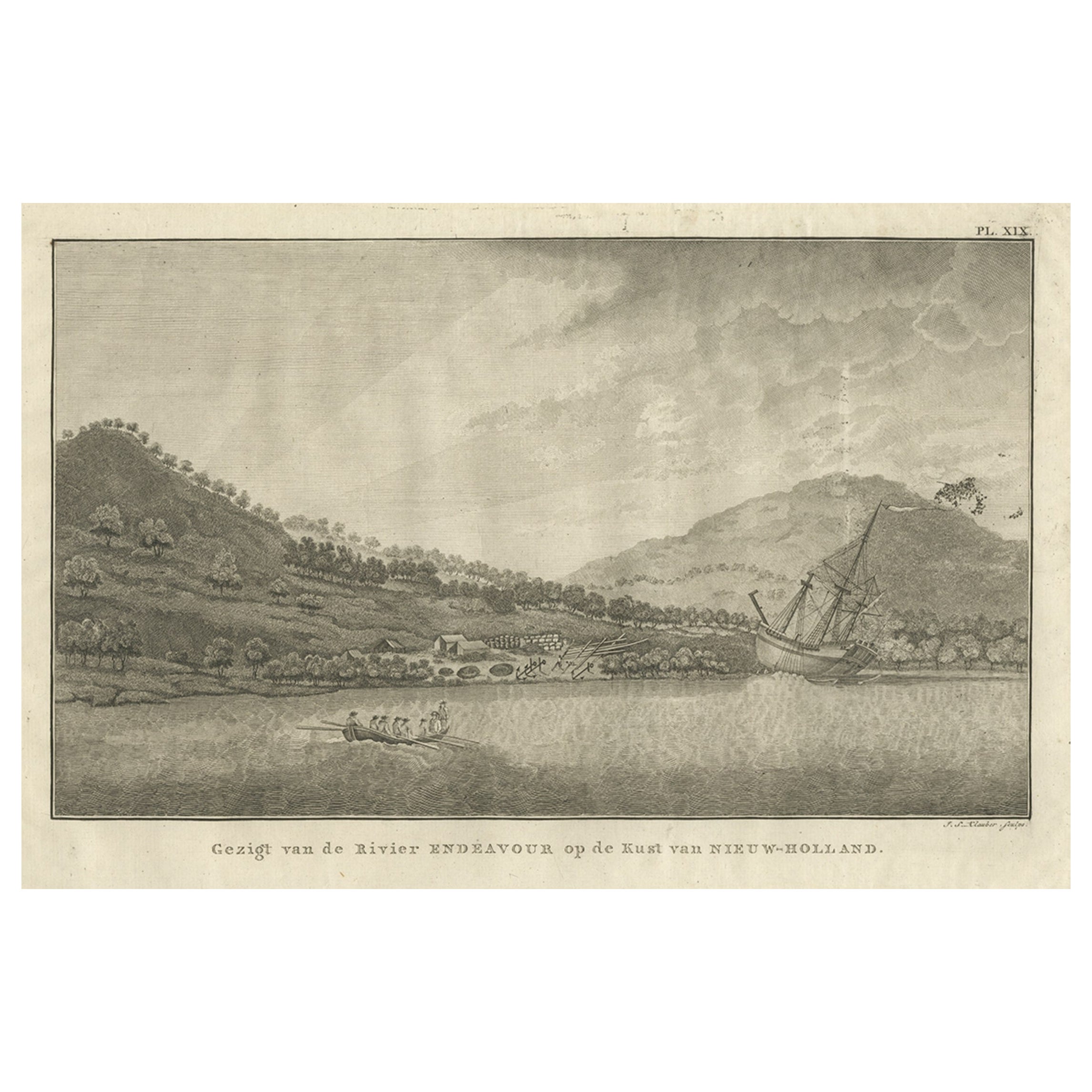 Kapitän Cooks Lager in Australien, wo The Endeavour abgerissen wurde, 1803
