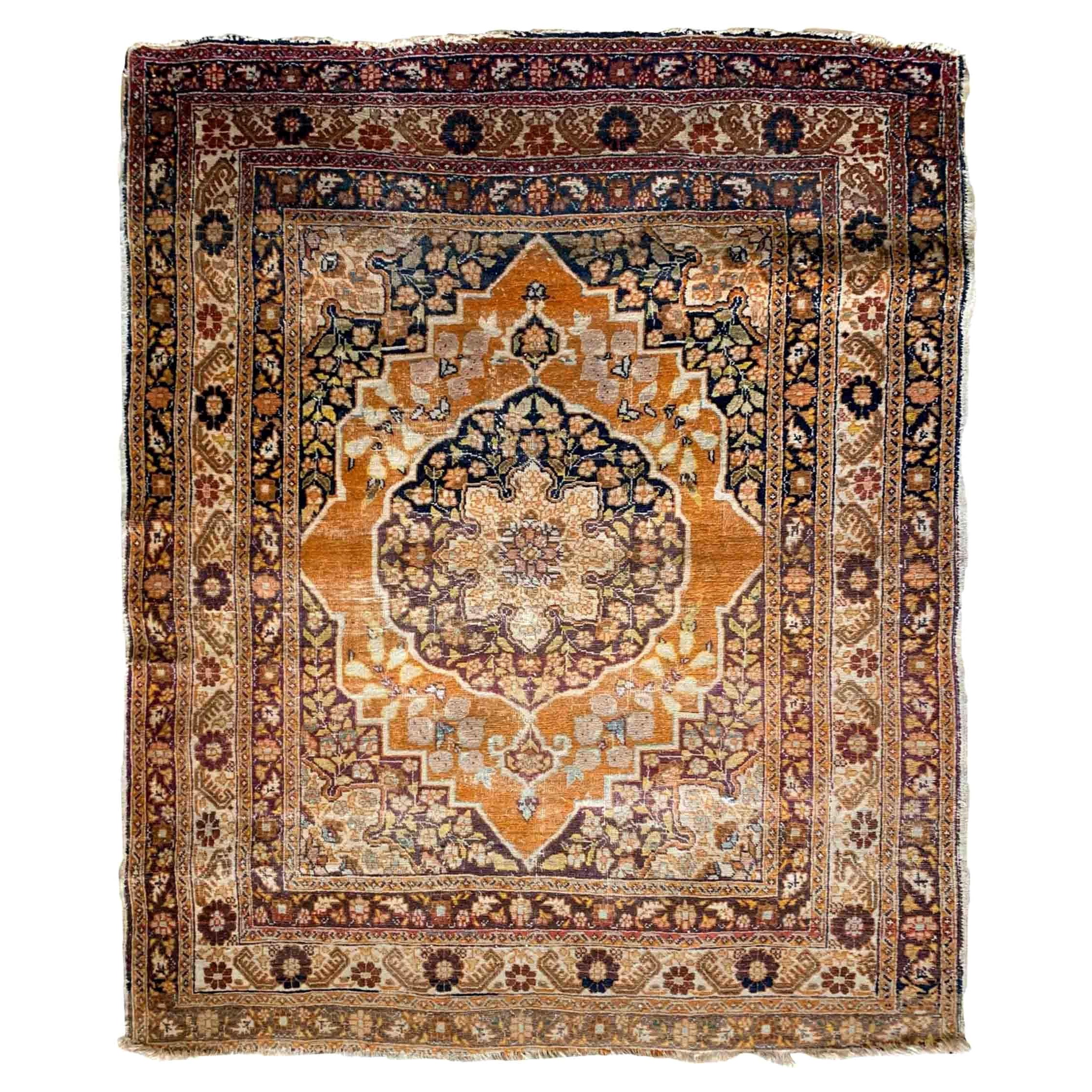 Handmade Antique Tabriz Hajalili Style Rug, 1880s, 1B880