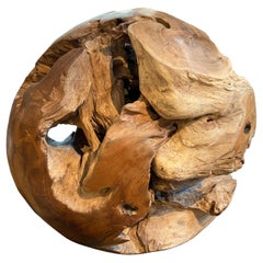 Andrianna Shamaris Teak Wood Organic Sculptural Sphere