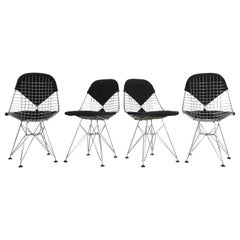 Retro "DKR-2" Set of 4 Wire Chairs 'Bikini' by Eames for Herman Miller, 1960