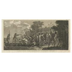 Capt. Cook Aiming His Gun Near Islands of the New Hebrides, Vanuatu, 1803