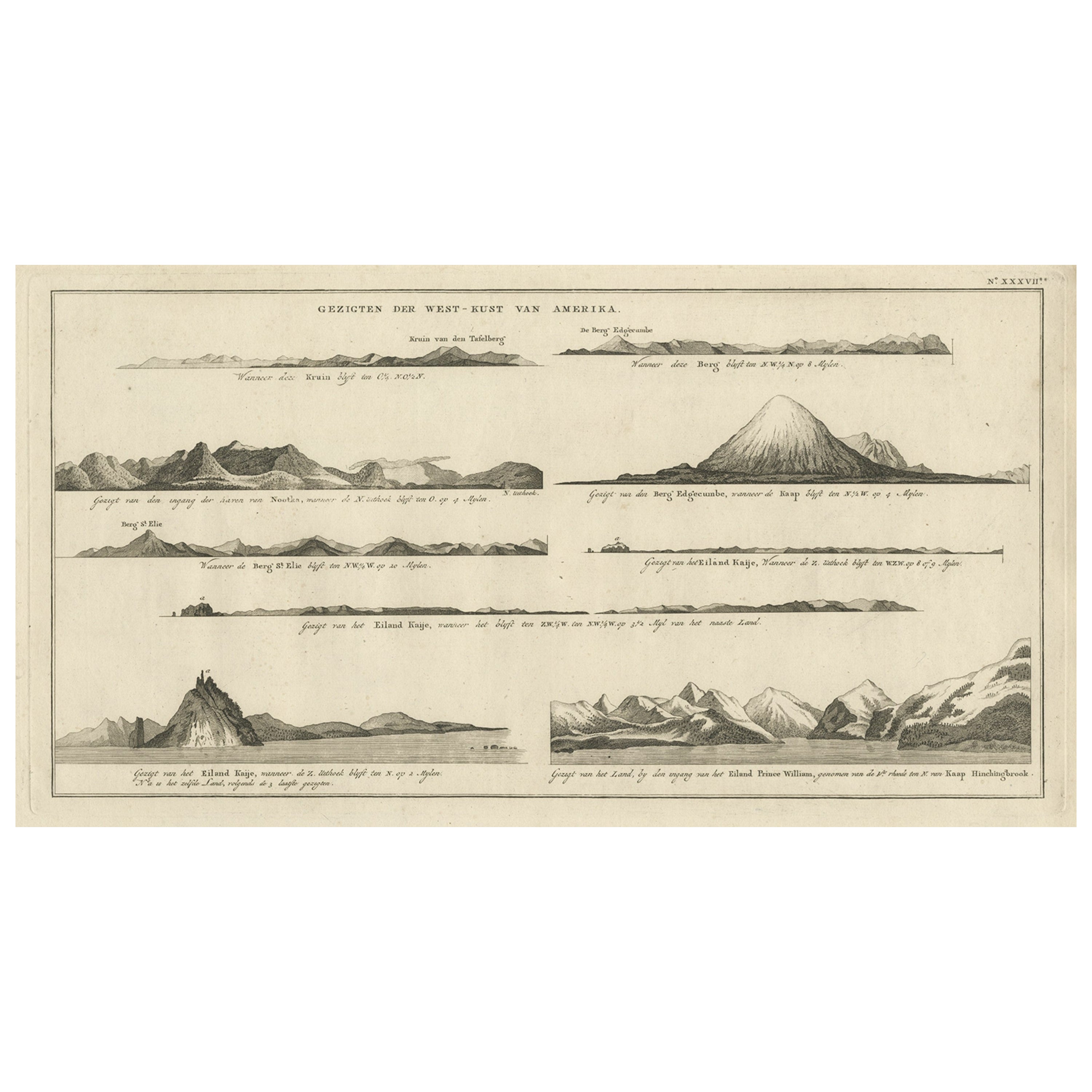 Early Coastal Views of Various Islands of the American West Coast, 1803 For Sale
