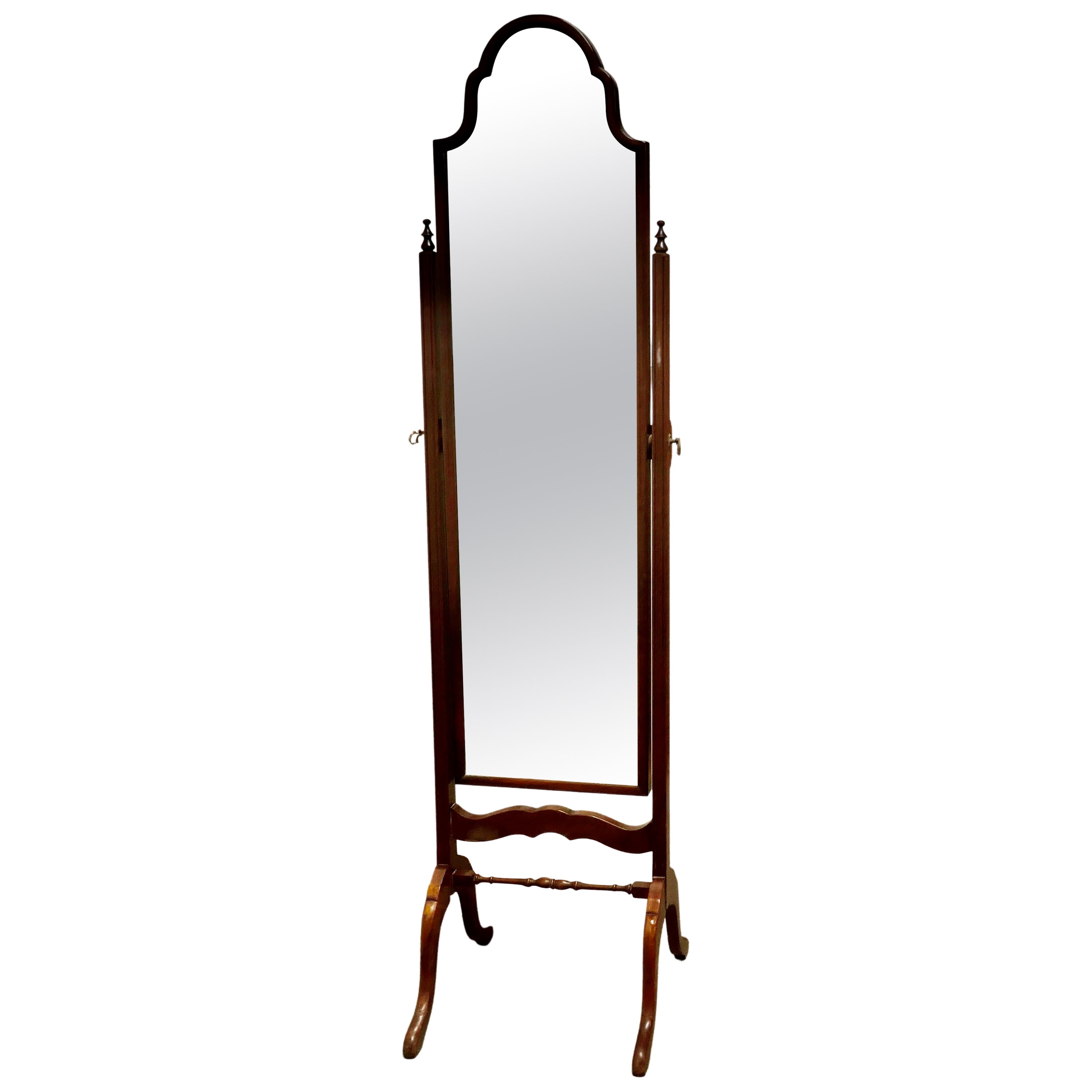 Stylish Mahogany Reprodux Cheval Mirror by Bevan & Funnell